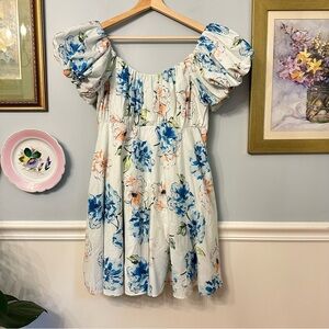 Abercrombie & Fitch Floral Puff Sleeve Emerson Dress Babydoll Milkmaid Large Pt